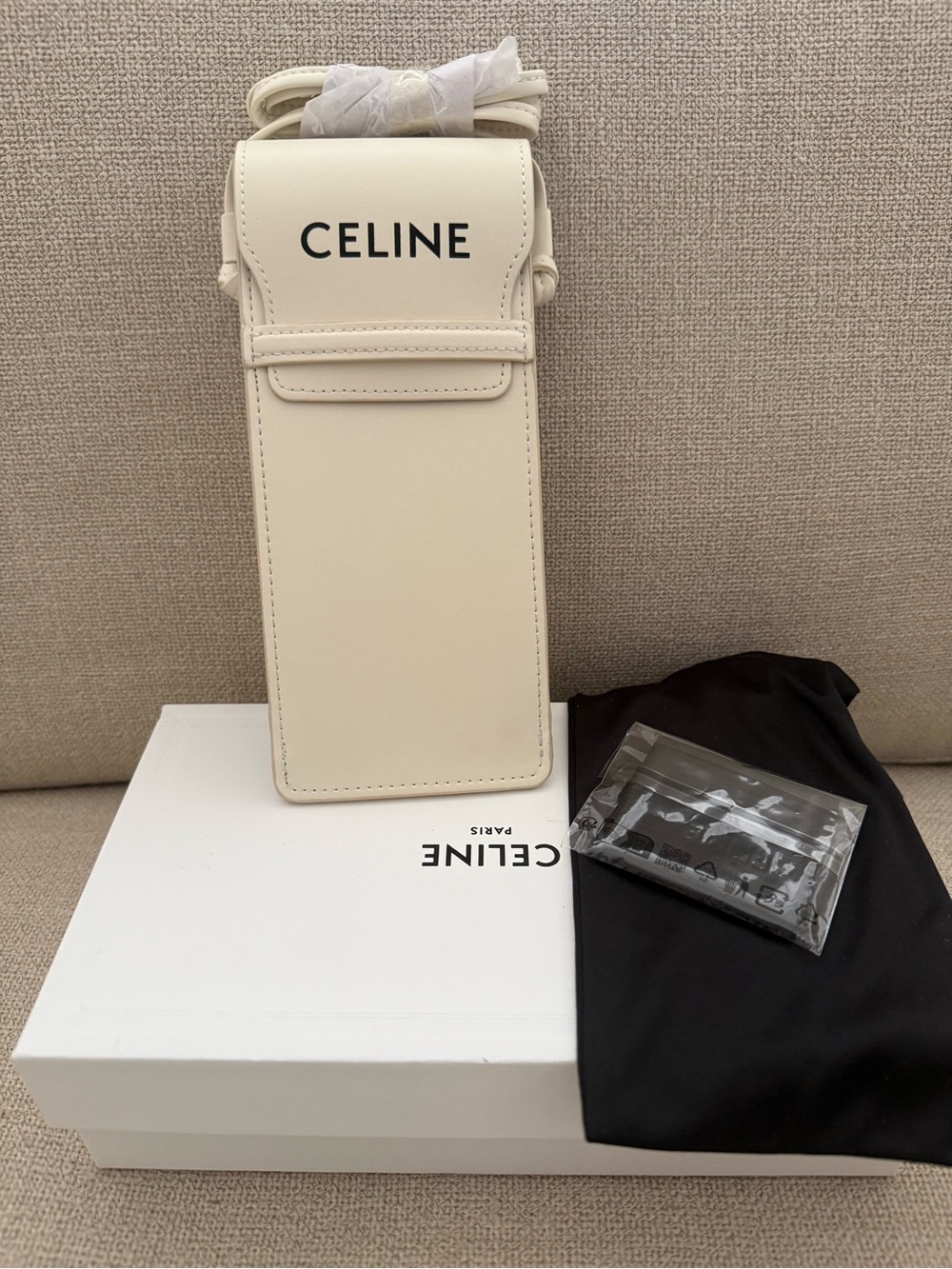 CELINE Authentic White crossbody pouch phone wallet sunglasses case - Picture 2 of 4